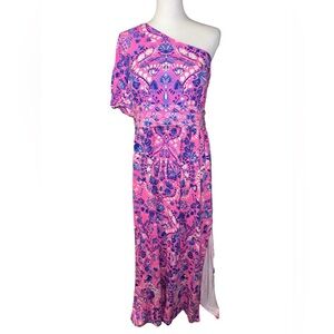 Lilly Pulitzer Solana One Shoulder Maxi Havana Pink Turtle Tidepool women’s XL